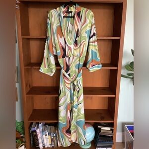 ELOQUII Plus Size Marble Print Faux Wrap Maxi Dress Size 18-20